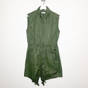 RO & DE Olive Utility Drawstring Waist Long Vest Sz XS